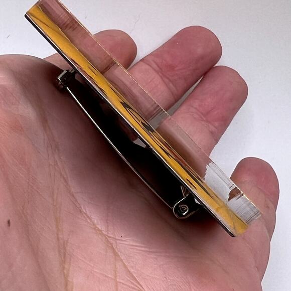 Joan Miro Signed Sans Titre Lucite Art Brooch Pin Artwork Costume Jewelry - Picture 6 of 7